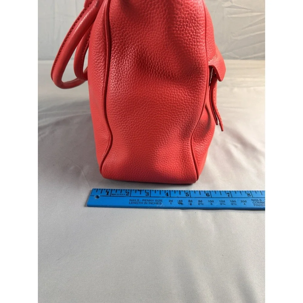 Kate Spade New York Red Pebbled Leather Satchel Tote Shoulder‎ Bag Gold Logo